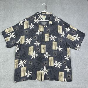 Reyn Spooner Shirt Mens 2XL Floral Hawaiian Print Silk Camp Collar Vacation